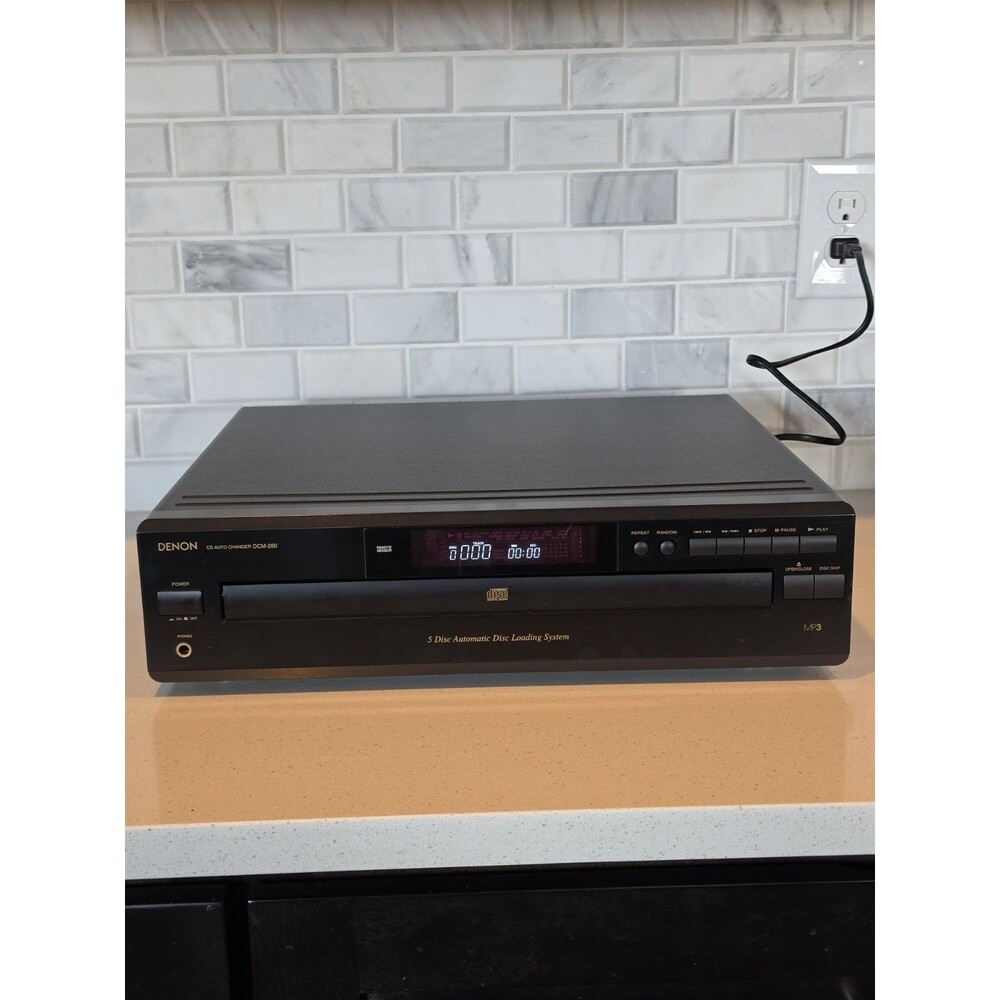 Vintage Denon DCM-280 5-Disc Carousel CD Changer MP3 Player Black Tested